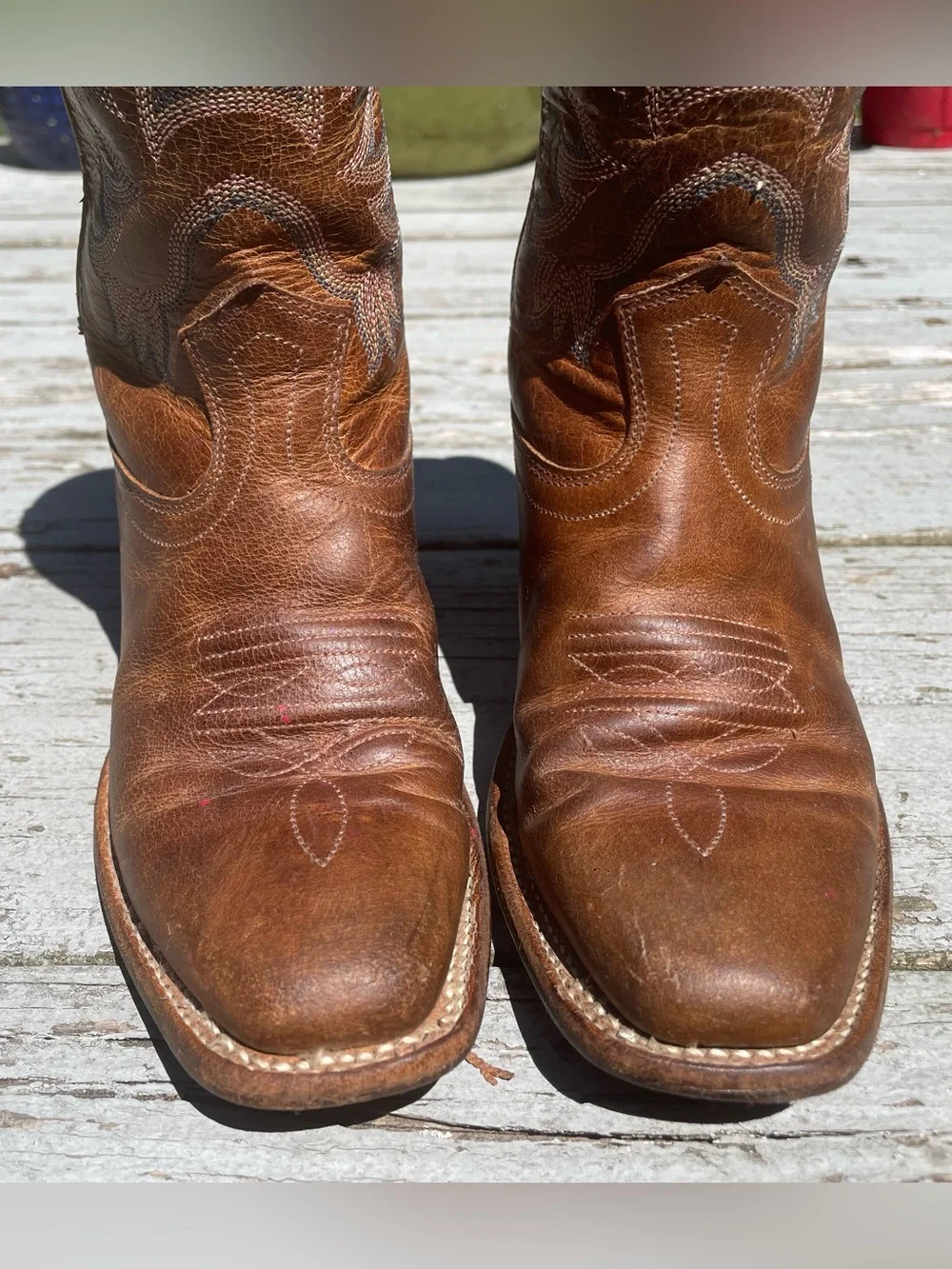 Old West guc leather kids cowboy boots size 13
